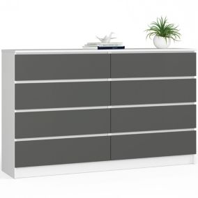 Komoda Akord K160 Biała 160 cm 8 szuflad kolor Grafit Szary mat 160x40x99 cm 1 szt.