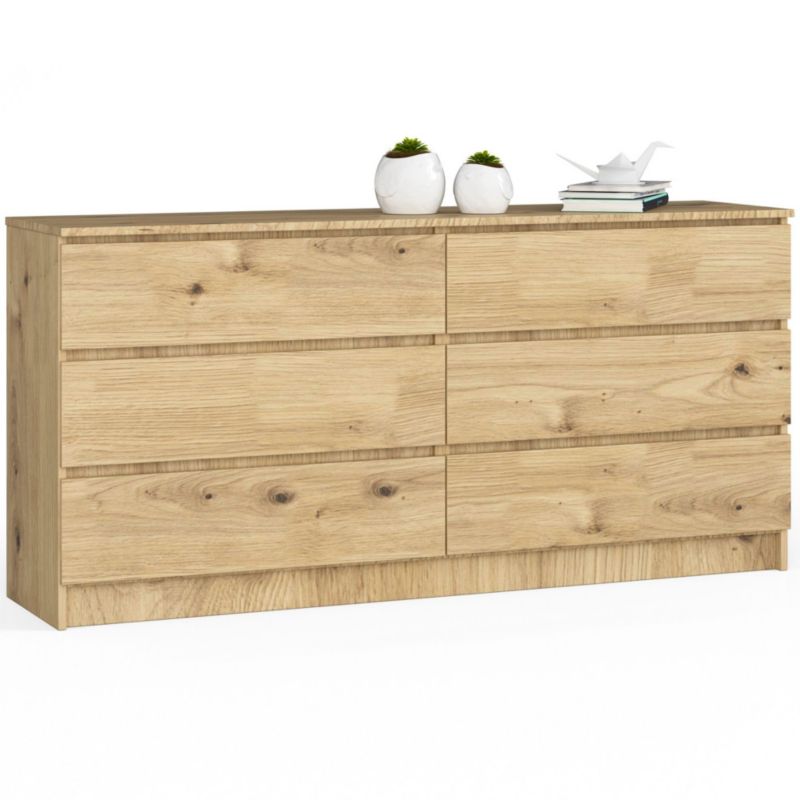Komoda Akord K160 Dąb Artisan 160 cm 6 szuflad kolor Dąb Artisan mat 160x40x77 cm 1 szt.