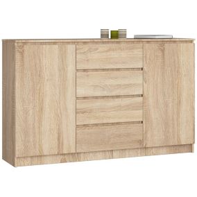 Komoda Akord K160 Dąb Sonoma 160 cm 2 drzwi 4 szuflady kolor Dąb Sonoma mat 4 półki 160x40x99 cm 1 szt.