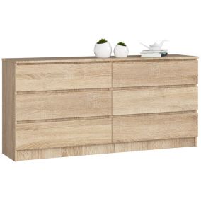 Komoda Akord K160 Dąb Sonoma 160 cm 6 szuflad kolor Dąb Sonoma mat 160x40x77 cm 1 szt.