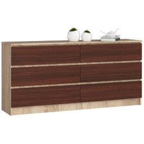 Komoda Akord K160 Dąb Sonoma 160 cm 6 szuflad kolor Wenge mat 160x40x77 cm 1 szt.