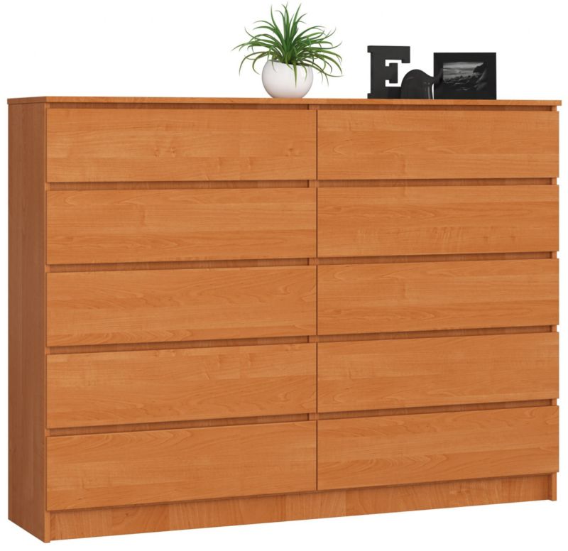 Komoda Akord K160 Olcha 160 cm 10 szuflad kolor Olcha mat 160x40x121 cm 1 szt.