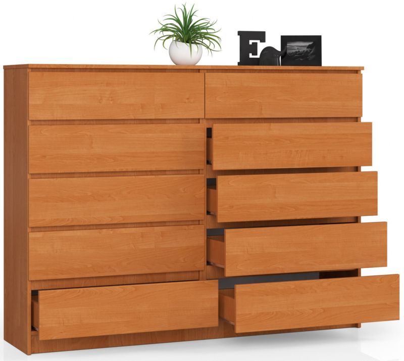 Komoda Akord K160 Olcha 160 cm 10 szuflad kolor Olcha mat 160x40x121 cm 1 szt.