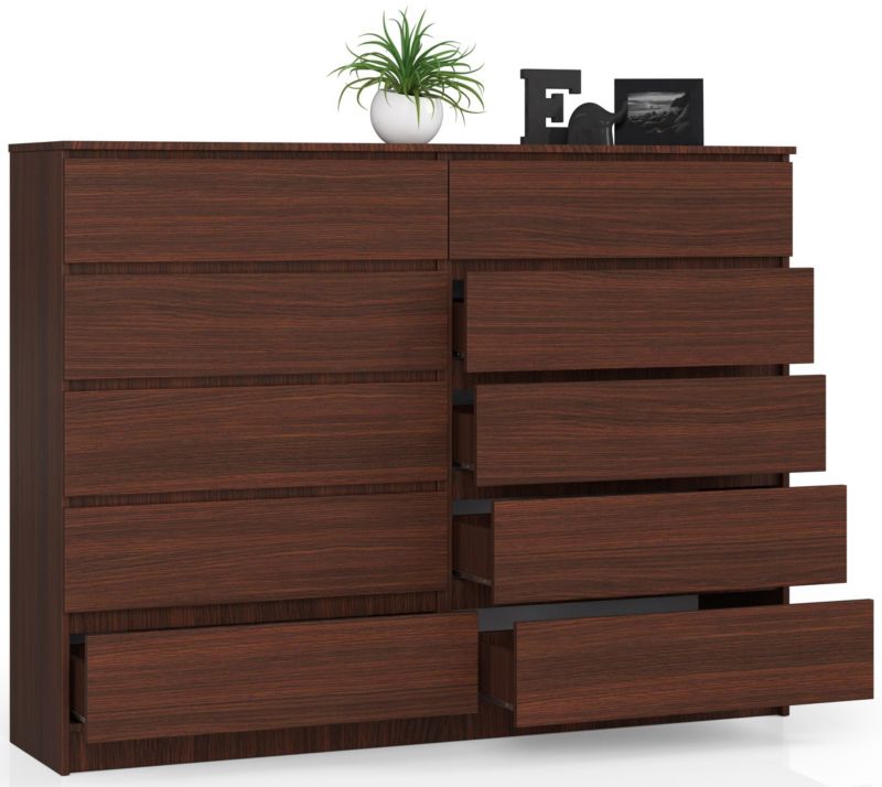 Komoda Akord K160 Wenge 160 cm 10 szuflad kolor Wenge mat 160x40x121 cm 1 szt.