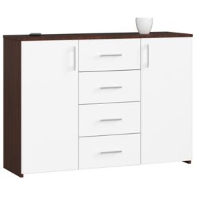 Komoda Akord K45 Wenge 110 cm 2 drzwi 4 szuflady kolor Biały mat 4 półki 110x35x80 cm 1 szt.