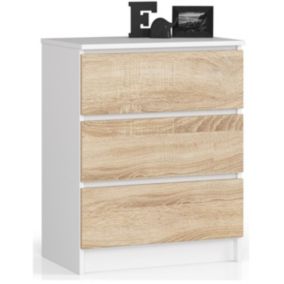 Komoda Akord K60 Biała 60 cm 3 szuflady kolor Dąb Sonoma mat 60x40x77 cm 1 szt.