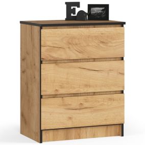 Komoda Akord K60 Dąb Craft 60 cm 3 szuflady kolor Dąb Craft mat 60x40x77 cm 1 szt.