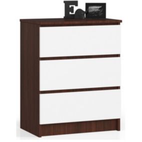 Komoda Akord K60 Wenge 60 cm 3 szuflady kolor Biały mat 60x40x77 cm 1 szt.