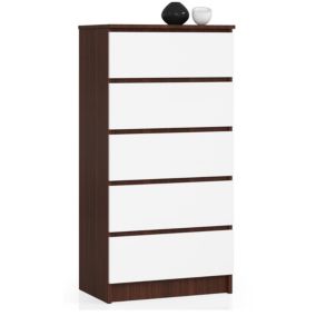 Komoda Akord K60 Wenge 60 cm 5 szuflad kolor Biały mat 60x40x121 cm 1 szt.