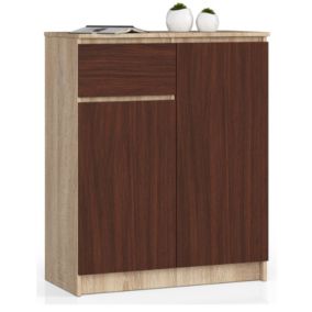 Komoda Akord K80 Dąb Sonoma 80 cm 2 drzwi 1 szuflada kolor Wenge mat 4 półki 80x40x99 cm 1 szt.