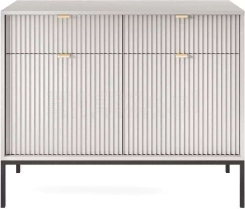 Komoda Almagro INTESI, šedá drážkovaná komoda, moderní, 104 cm, do obývacího pokoje, 1 ks.