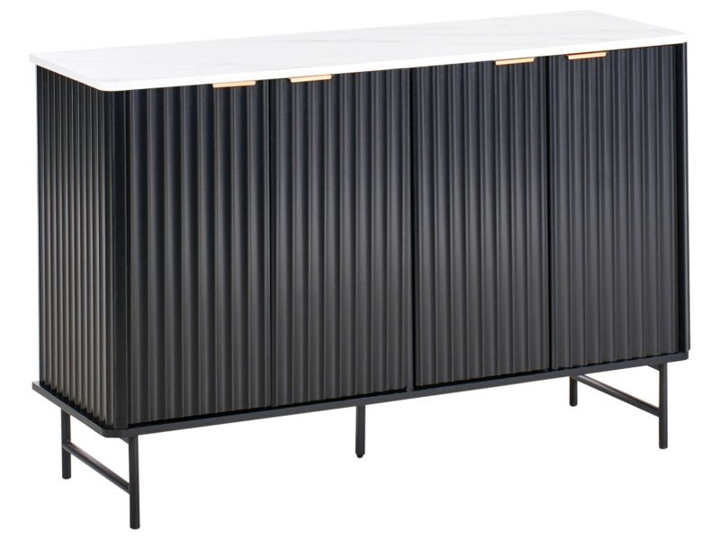 Komoda czterodrzwiowa Glastonbury 80 cm Efekt marmuru Biały marmur 1 szt.