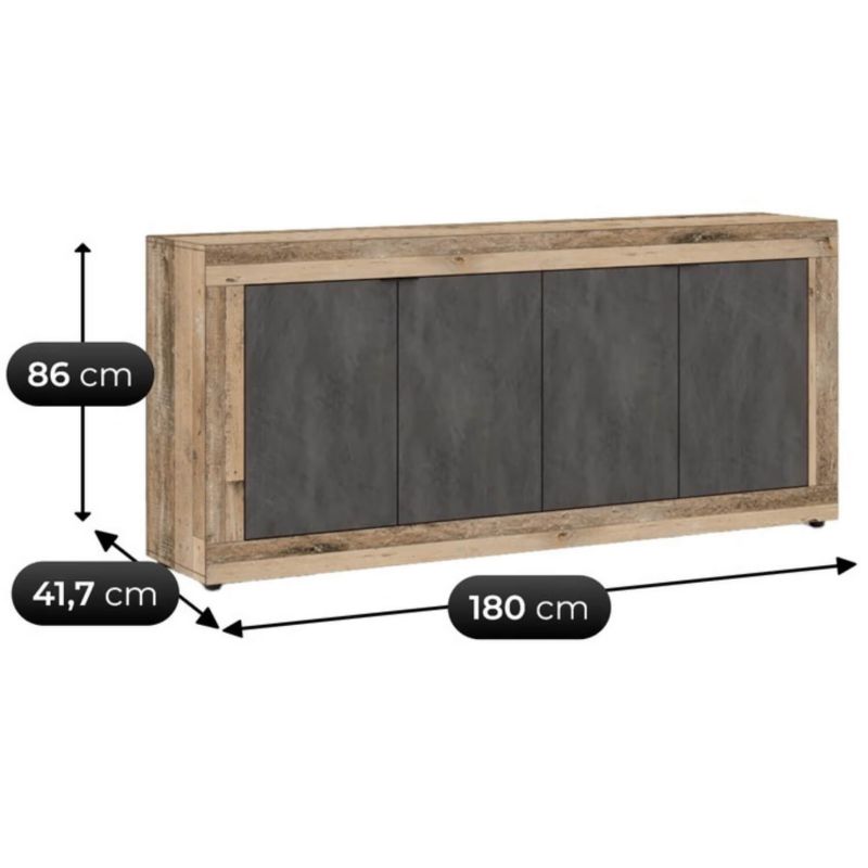 Dřevěná komoda do obývacího pokoje Předsíň Kancelář Vintage BLAGO Mebel Elite Dub Grafit 1 ks.