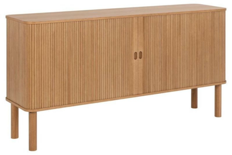 Langley komoda ACTONA, dřevěná komoda do obývacího pokoje, moderní dub, 160 cm, na nožičkách s policemi, 1 ks.