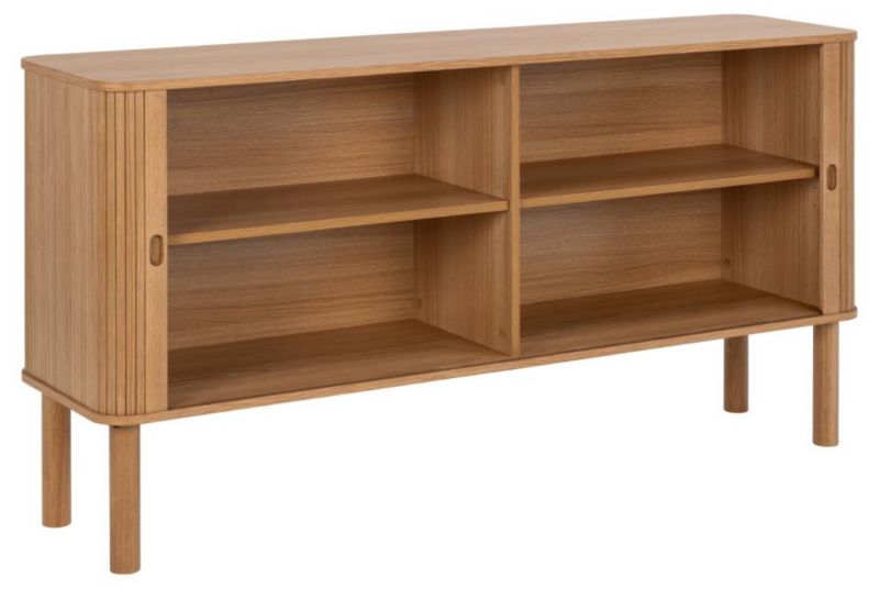 Langley komoda ACTONA, dřevěná komoda do obývacího pokoje, moderní dub, 160 cm, na nožičkách s policemi, 1 ks.