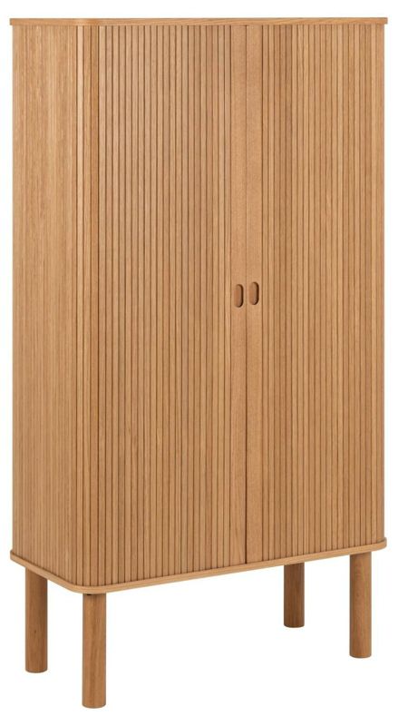 Langley komoda ACTONA, vysoká komoda, přírodní dub, moderní, na nožičkách, s policemi do obývacího pokoje, 80 cm, 1 ks.