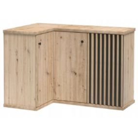 Komoda narożna Furnidea 123 cm dąb artisan czarny lamelowy CALI 1 szt.