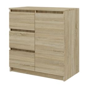 Komoda Topeshop 1D3S Szafka 1 Drzwi 3 Szuflady Dąb Sonoma 40x80x75 cm 1 szt.