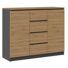 Komoda Topeshop 2D4S 120 BA - Antracyt / Blat Dąb Artisan Szafka 40x120x97 cm 1 szt.