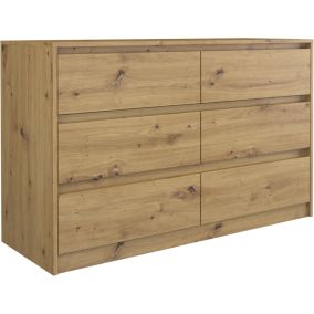 Komoda Topeshop Karo 6 Szuflad K120 Dąb Artisan Szafka 40x120x73,5 cm 1 szt.