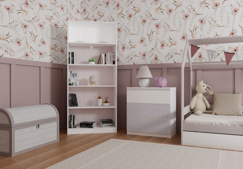 Komoda Topeshop  Malwa M3 Arteso - Biały / Różowy 40x70x75 cm 1 szt.
