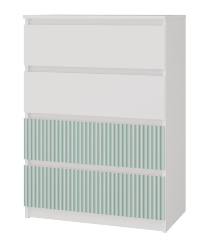 Komoda Topeshop  Malwa M4 Arteso Biały / Miętowy - Zielony 40x70x97 cm 1 szt.