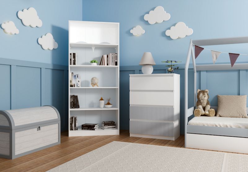 Komoda Topeshop  Malwa M4 Arteso - Biały / Niebieski 40x70x97 cm 1 szt.