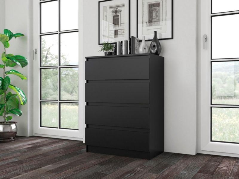 Komoda Topeshop Malwa M4 Czerń Szafka 4 Szuflady 40x70x97 cm 1 szt.