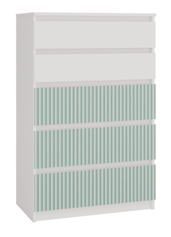 Komoda Topeshop  Malwa M5 Arteso Biały / Miętowy - Zielony 40x70x109,5 cm 1 szt.