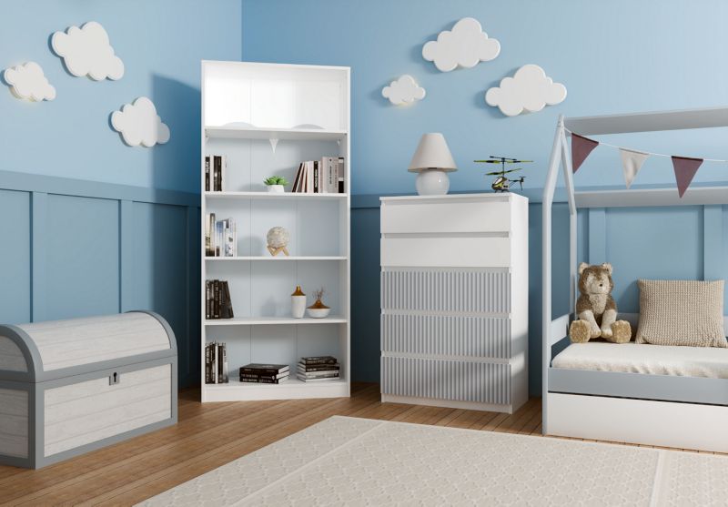 Komoda Topeshop  Malwa M5 Arteso Biały / Niebieski 40x70x109,5 cm 1 szt.