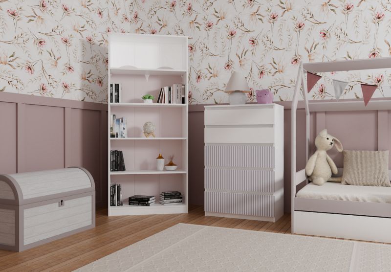 Komoda Topeshop  Malwa M5 Arteso Biały / Różowy 40x70x109,5 cm 1 szt.