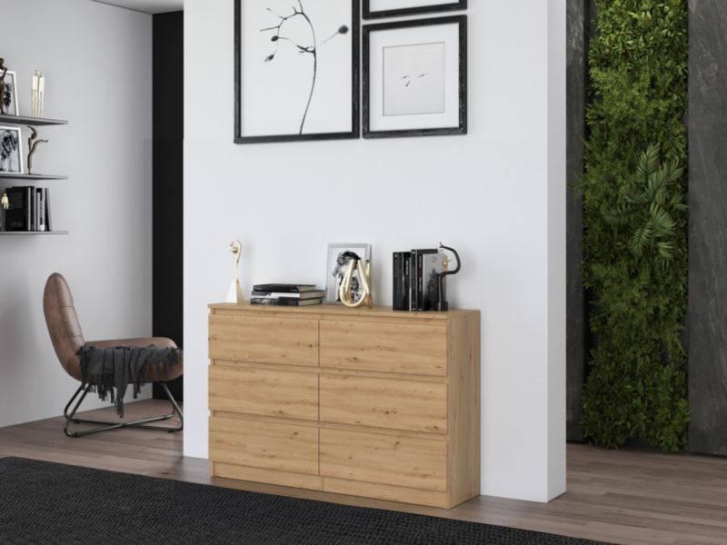 Komoda Topeshop Malwa M6 120 - Dąb Artisan 30x120x75 cm 1 szt.