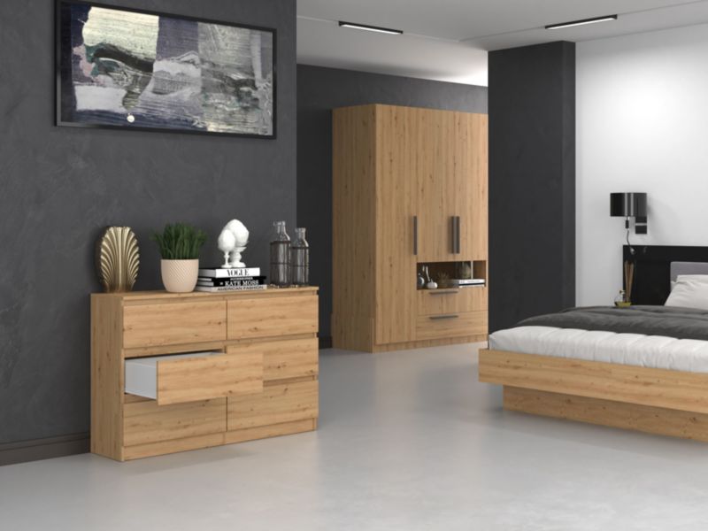 Komoda Topeshop Malwa M6 120 - Dąb Artisan 30x120x75 cm 1 szt.