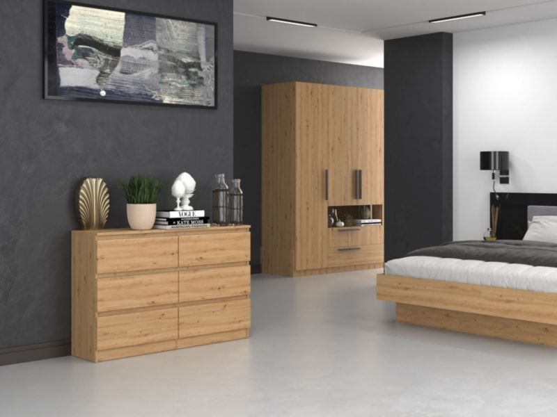 Komoda Topeshop Malwa M6 120 - Dąb Artisan 30x120x75 cm 1 szt.