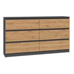 Komoda Topeshop Malwa M6 140 - Antracyt / Dąb Artisan 40x138x75 cm 1 szt.