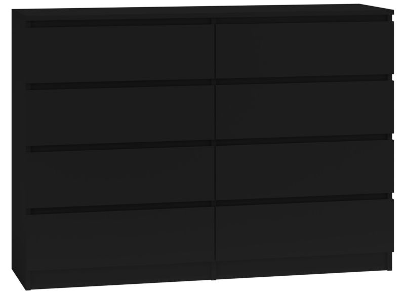 Komoda Topeshop Malwa M8 140 Czerń Nowoczesna 8 Szuflad 40x138x97 cm 1 szt.
