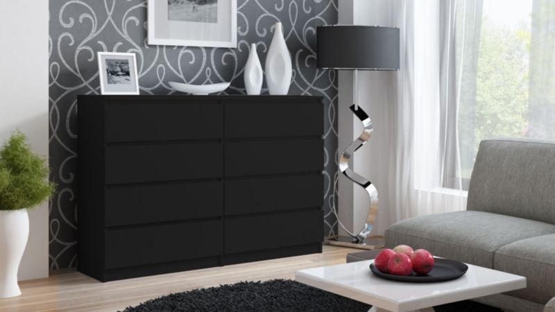Komoda Topeshop Malwa M8 140 Czerń Nowoczesna 8 Szuflad 40x138x97 cm 1 szt.