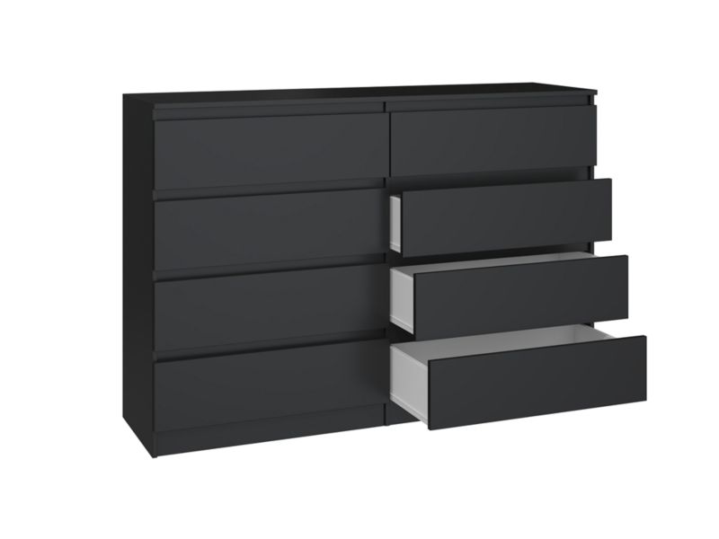 Komoda Topeshop Malwa M8 140 Czerń Nowoczesna 8 Szuflad 40x138x97 cm 1 szt.