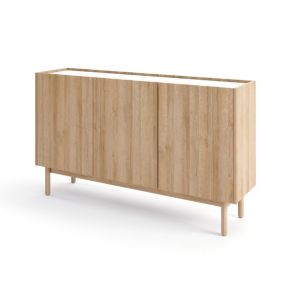 Komoda trzydrzwiowa Bettso Boho 144 cm szeroka dąb riviera marmur bianco 1szt.
