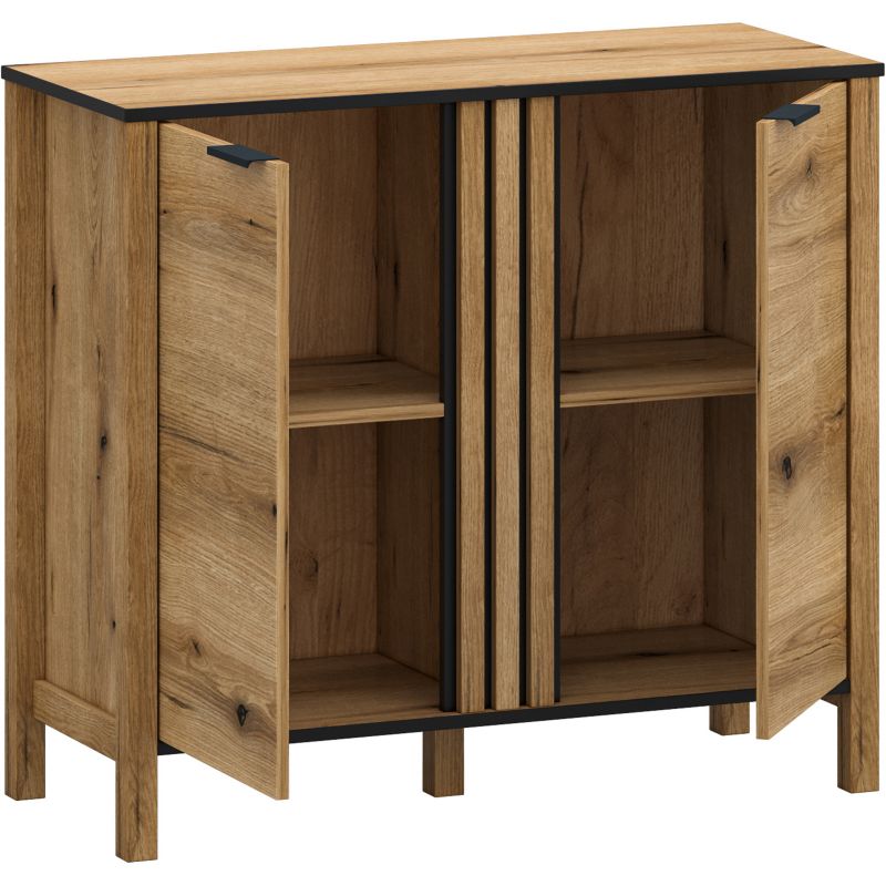 VERVE Mebel Elite dvoudveřová dřevěná komoda do obývacího pokoje 98 cm dub Evok 1 ks.
