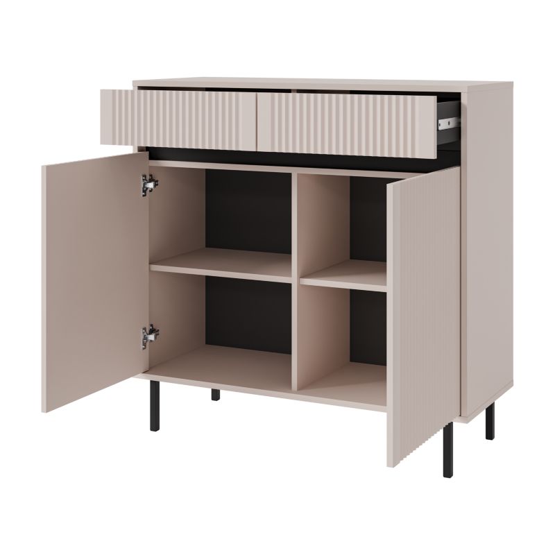 Komoda z ryflowanym frontem Bonni Yukashi 2F2S T822 beżowa 1 szt.