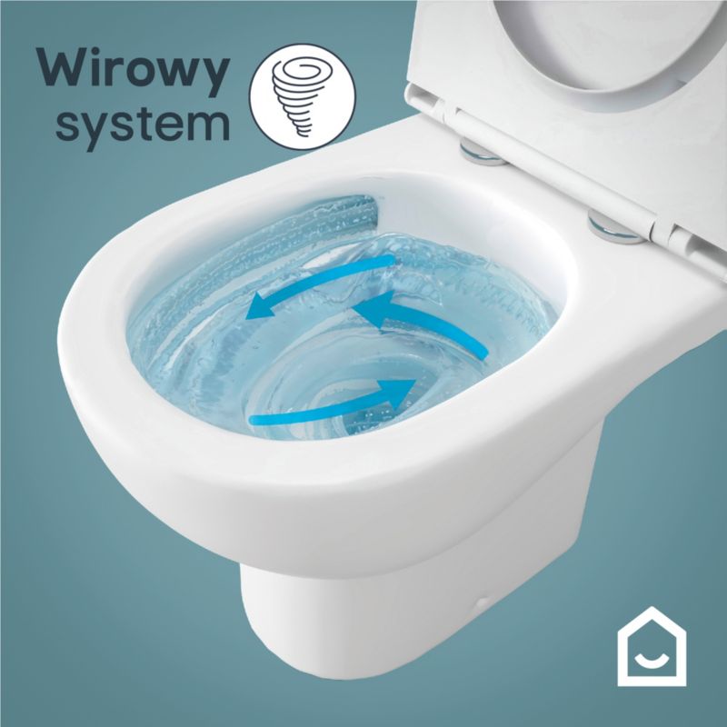 Kompakt WC GoodHome Cavally wirowy bezkołnierzowy z deską wolnoopadajacą z duroplastu i umywalką