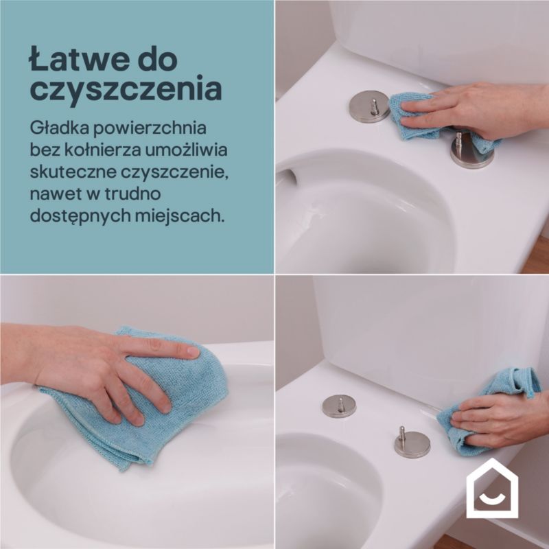 Kompakt WC GoodHome Cavally wirowy bezkołnierzowy z deską wolnoopadajacą z duroplastu i umywalką