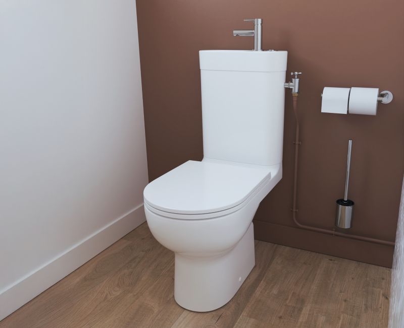 Kompakt WC GoodHome Cavally wirowy bezkołnierzowy z deską wolnoopadajacą z duroplastu i umywalką