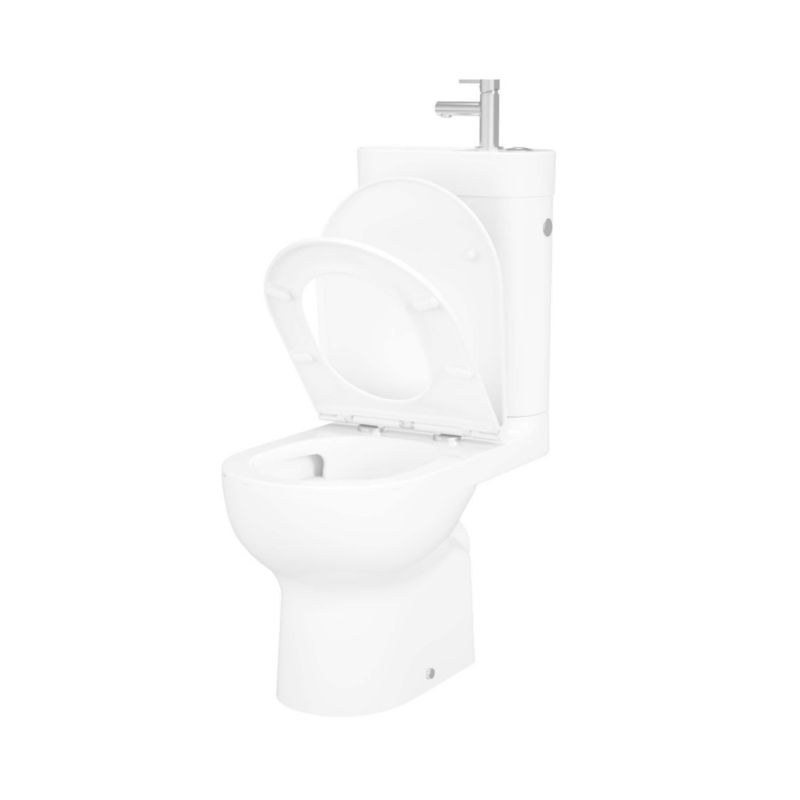 Kompakt WC GoodHome Cavally wirowy bezkołnierzowy z deską wolnoopadajacą z duroplastu i umywalką