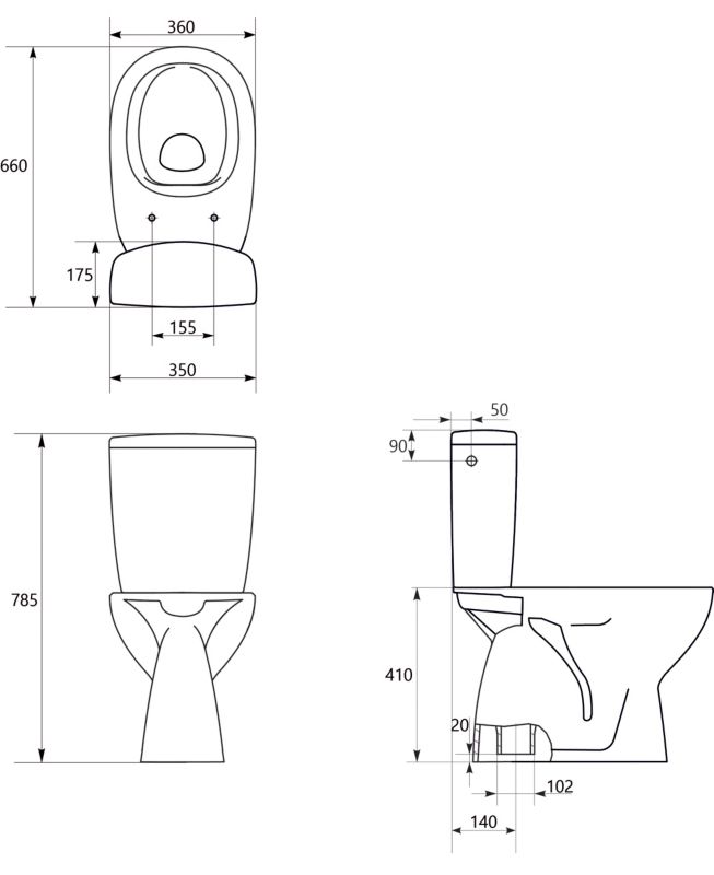 Kompakt WC GoodHome Kamori bezkołnierzowy z deską z duroplastu pionowy