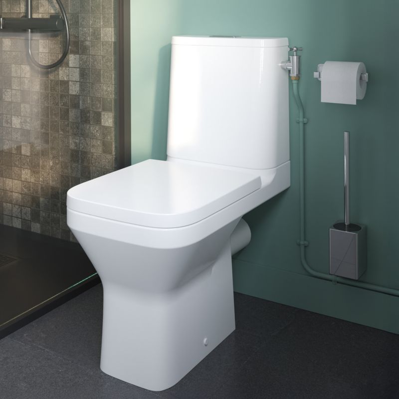 Kompakt WC GoodHome Teesta wirowy bezkołnierzowy z deską wolnoopadajacą z duroplastu poziomy