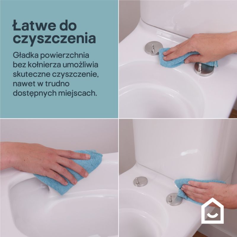 Kompakt WC GoodHome Teesta wirowy bezkołnierzowy z deską wolnoopadajacą z duroplastu poziomy