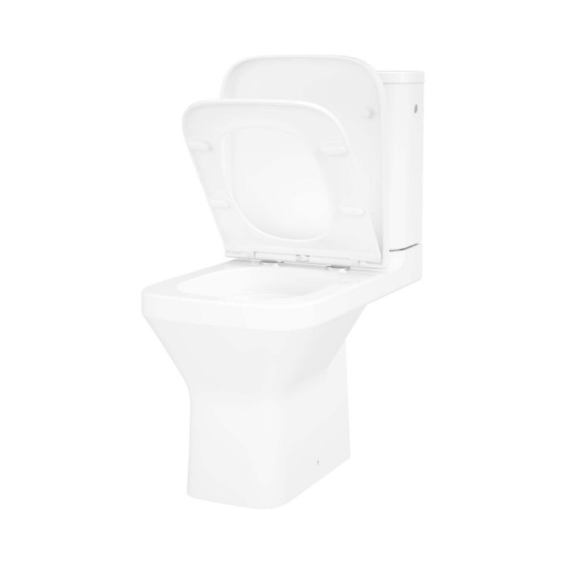Kompakt WC GoodHome Teesta wirowy bezkołnierzowy z deską wolnoopadajacą z duroplastu poziomy