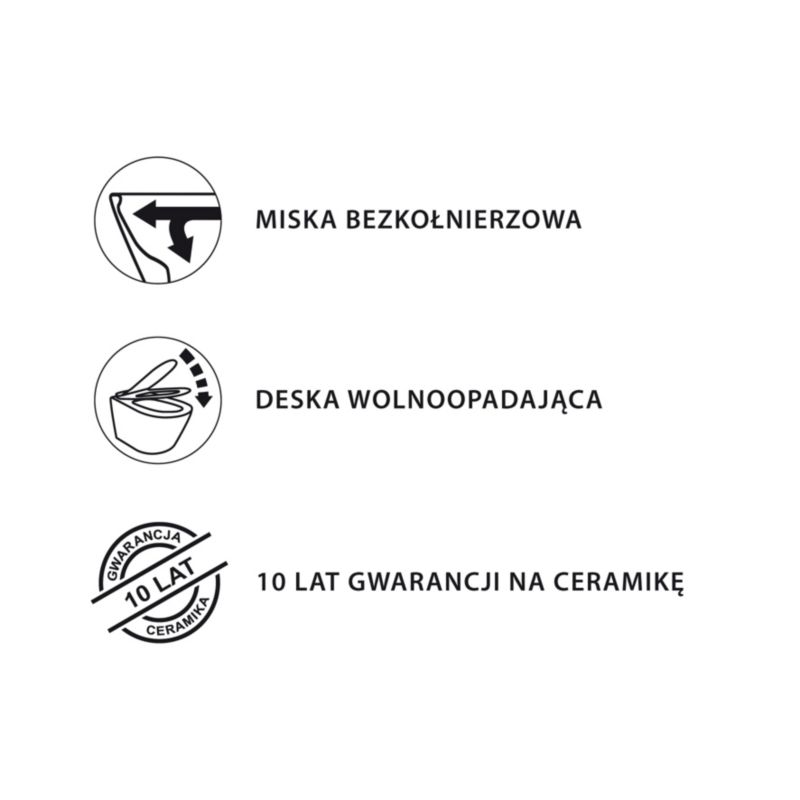 Kompakt WC Orinoco Crespo poziomy bezkołnierzowy z deską wolnoopadającą polipropylen